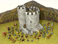 25MM Medieval Knights Normans Norsemen Castle Tower painted and based Old Glory