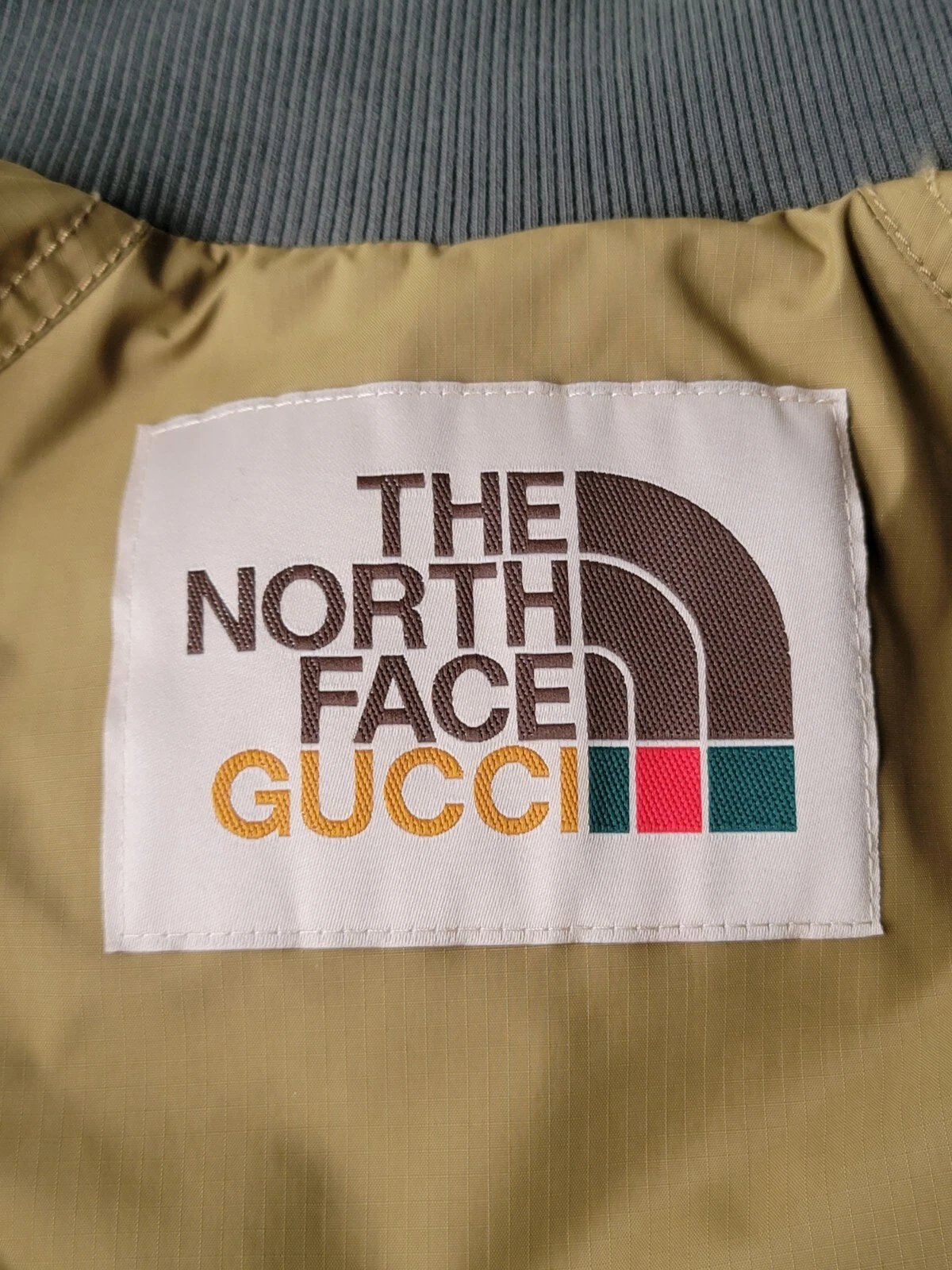 Gucci x North Face Bomber Giacca Tecnica Cachi Marrone Oliva S Small US 4 6 1 5K