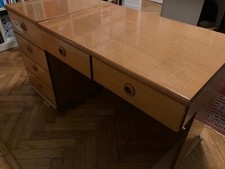 scrivania vintage in legno fine anni '60, cm 135 x 60, altezza 70 cm