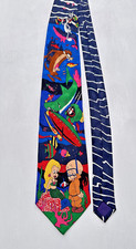 1993 Looney Tunes Mania Neck Tie Elmer Fudd Bunny Taz Silk Crazy Underwater