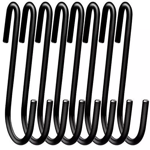 18 Pack ESFUN 4 inch Heavy Duty S Hooks Black Pan Pot Holder Rack