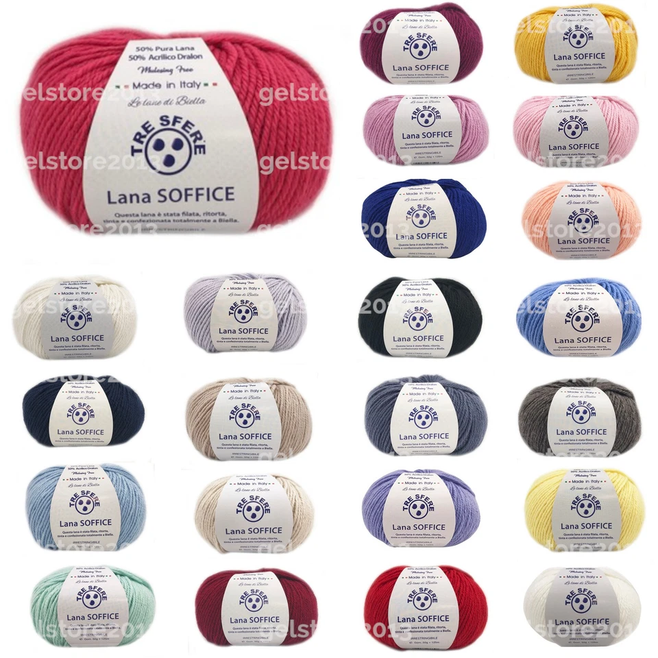 TRE SFERE Gomitoli di LANA SOFFICE Filati Per Ferri e Uncinetto Made in Italy da GELSTORE