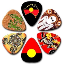 6 ABORIGINAL ~ Guitar Picks ~ Plectrums,  Genuine Celluloid Guitar Picks