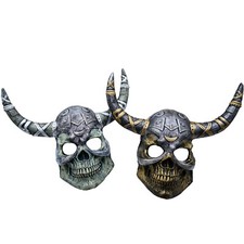 Skull Mask with Ram Horn,Full Face Mardi Gras Skeleton Mask,Viking Skull Masks