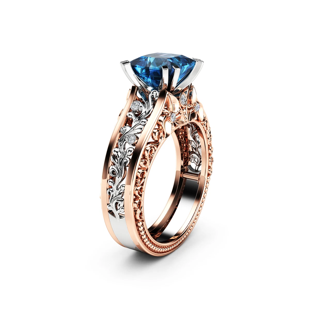 Square blue diamond ring sale