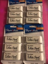 Lot 4 Paper Mate White Pearl Eraser Rectangular Latex-Free Polymer 3 Pack Art