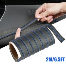 Blue Leather Car Dashboard Decor Line Strip Moulding Sticker Decal Accessories