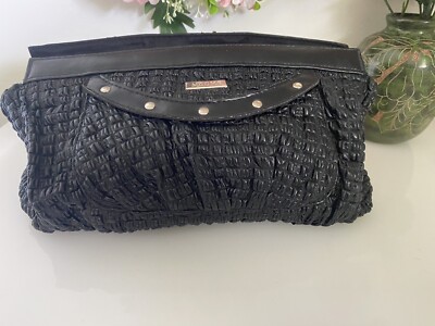 Vintage Miche Classic Clutch Purse Shell Cover Black Veg Leather 12.5''X6.5'' NWOT