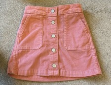 Old Navy Girls, Small 6-7, Pink Corduroy Front Snap Button Skirt 