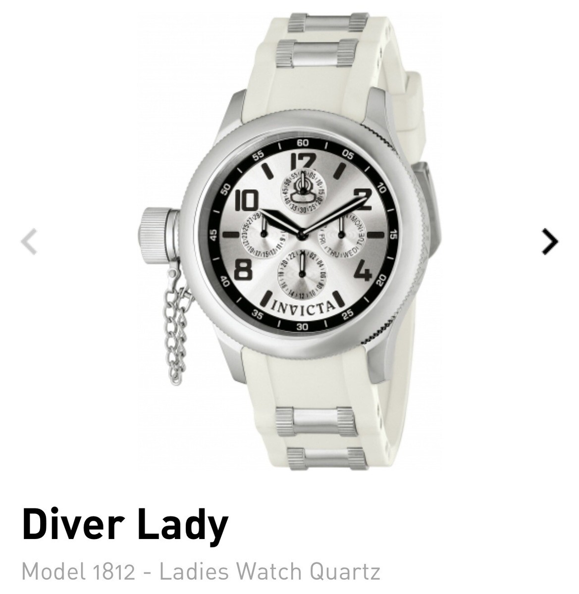 Invicta Russian Diver women watch Invicta Ladies Russian 1959 Diver White Rubber Band Silver  main image 4