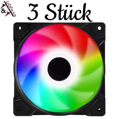 P12 Lüfter (3 Pack) 120mm PC Gehäuse Lüfter Case Fan leise RGB Mehrfarbig #CV
