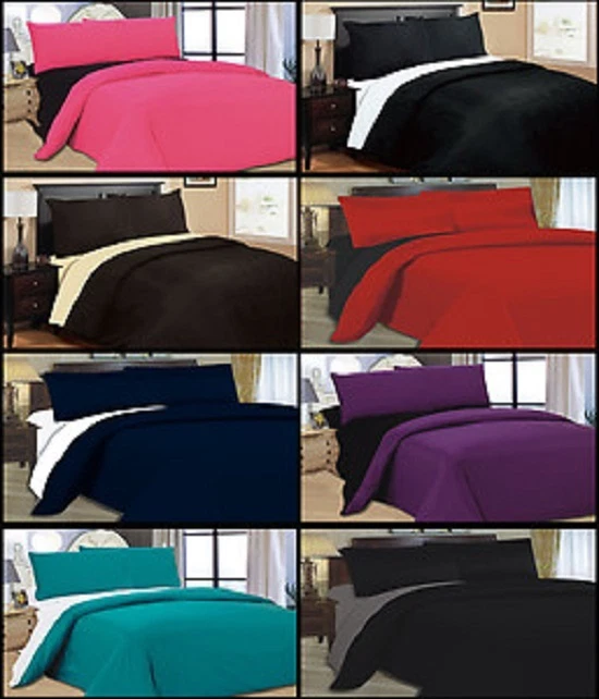 6PC COMPLETE REVERSIBLE DUVET COVER & FITTED SHEET BED SET