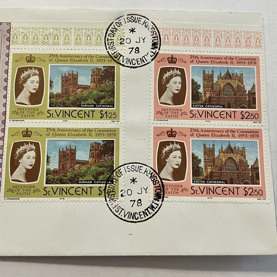 1978 ST. VINCENT FDC COVER SILVER JUBILEE CACHET STAMP PAIRS QUEEN ELIZABETH II - Image 3 of 4