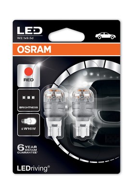 Osram Premium Led 921 Red Brake Light Bulbs W16w T16 Wedge 12v 2w 9213r 02b Ebay