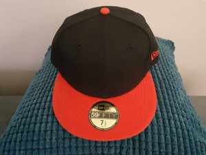New Era 59fifty Plain Blank Fitted Hat 2 Tone Black Orange Size 7 1 2 Ebay