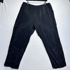 Citron Santa Monica Womens Silk Blend Pull On Jacquard Pants Size 0X Black