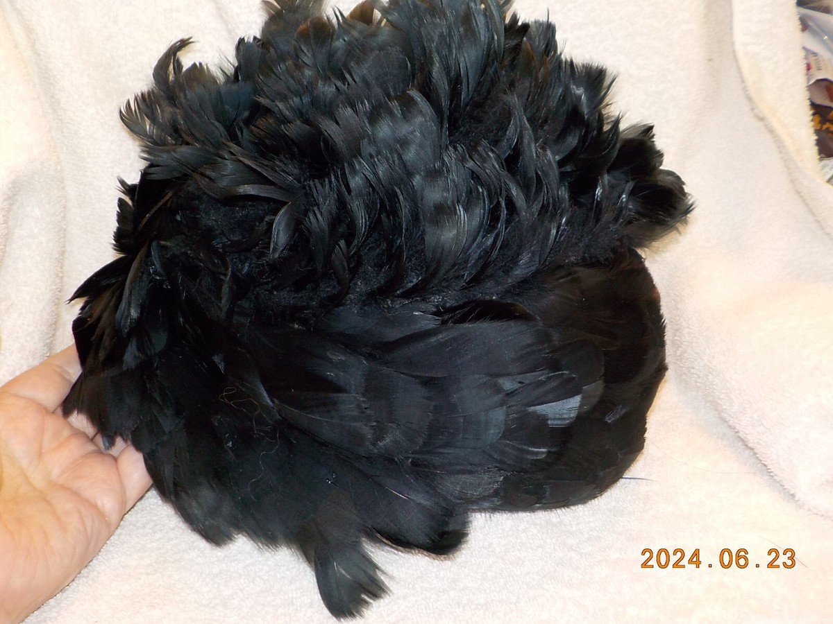 Vintage black Feather Stretchy Hat Made In Yugoslavia | eBay display picture 3