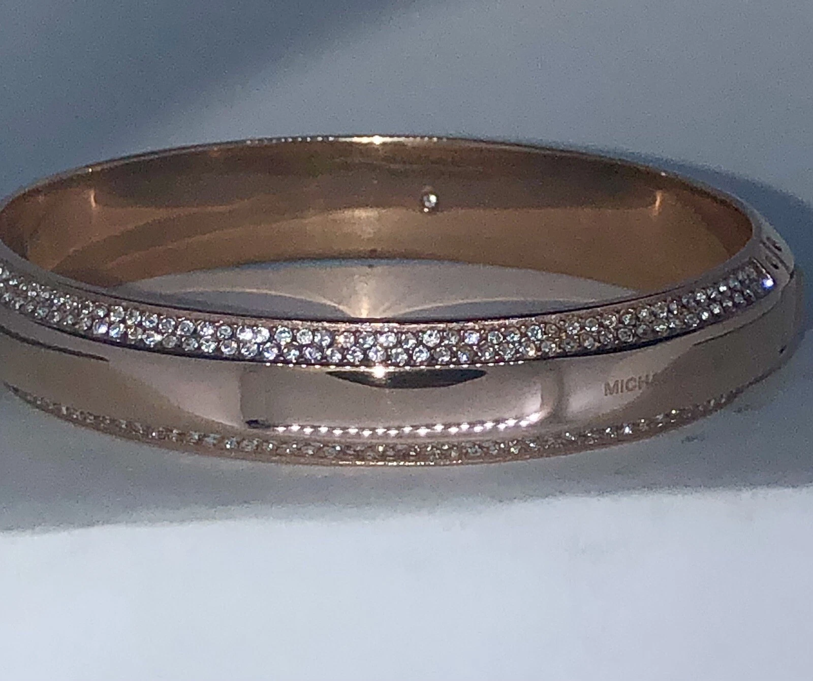 BRACCIALE BRACCIALETTO CERNIERA Michael Kors placcato oro rosa nuovo elegante e di classe