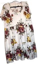 J for Justify Women's Floral Tiered Dress Short Sleeve Round Neck Size 2X New