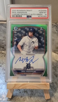 2023 Bowman Draft Chrome MAX ANDERSON RC Green Auto /99 PSA 10 Tigers POP 9   