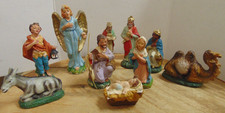 Christmas Nativity Chalkware Figures Italy Jesus Mary Joseph Magi Angel Animals+