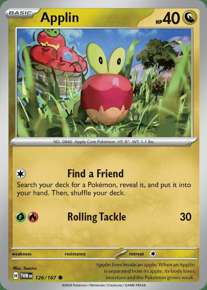 Applin - 126/167 - Common (Near Mint) Twilight Masquerade - Dragon Pokémon