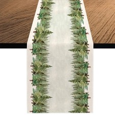 13x70 Inch Merry Christmas Tree Table Runner, Seasonal Winter Xmas Holiday Decor