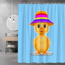 Cute Duck Shower Curtain Rainbow Hat Cartoon Print