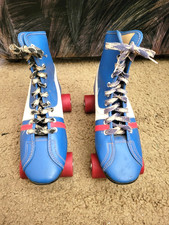 Vintage 1970s Fireball Skates by Roller Derby Blue Size 5 - NICE