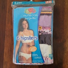 Vtg Fruit of the Loom Multicolor Women's 6 Pack Hipsters Size 7 Large Low Rise