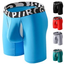 Men Boxer Briefs Comfort Flex Ultra Soft Stretch Long Leg Sport Underwear