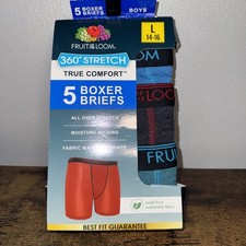 Fruit Of The Loom Boy's 5 Pack Boxer Briefs Underwear Size L 12-14 Assorted