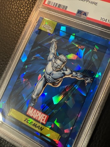 2024 Topps Chrome Marvel Sapphire Iceman Refractor PSA 9 GEM MINT LOW POP - Picture 3 of 6