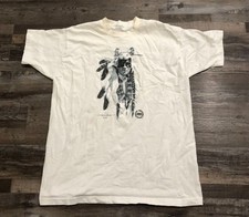 Vtg 90's Menchego Native American Warrior XL Double Sided Single Stitch T Shirt