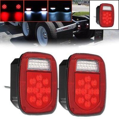 2x LED Tail Lights Brake Reverse Stop Turn Signal for Jeep Semi Truck Trailer