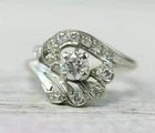 Vintage Art Deco Style 2Ct Lab Created Diamond Engagement Ring 14K White Gold FN