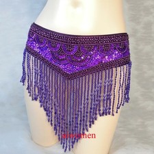 Women Sequins Beaded Belly Dance Costume Samba Carnival Hip Scarf Belt 6 Colors