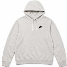 Nike Club Fleece Hoodie Women Medium Oatmeal Heather Pullover Embroidered Logo