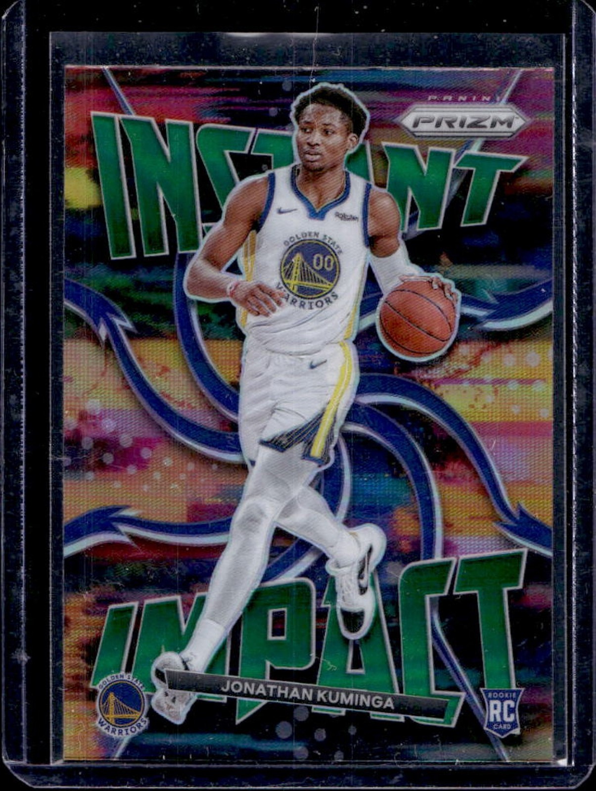 2021-22 Prizm Jonathan Kuminga Instant Impact RC Prizms Green #7 Warriors