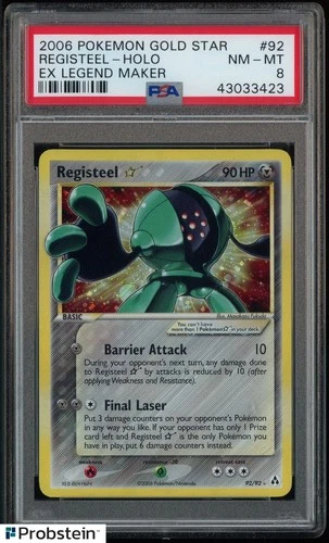 2006 Pokemon Gold Star Ex Legend Maker #92 Registeel Holo PSA 8 " POP 227 "