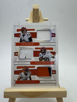 2025 National Treasures NFL Gear Trio Materials Bengals Burrow, Chase, Brown /25