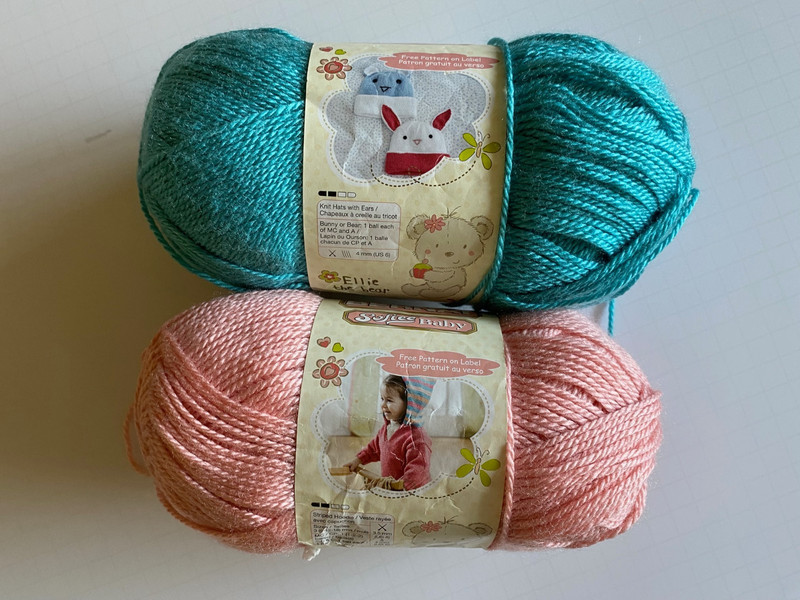 NEW LOT/2 BERNAT Softee Baby yarn Ellie the Bear Aqua Soft Peach DK soft acrylic