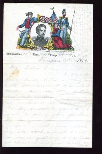 1862 Civil War Letter on Magnus General Banks Lettersheet