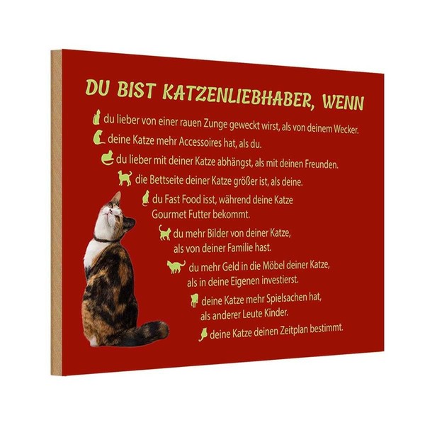 Holzschild 12X18 Cm Du Bist Katzenliebhaber Wenn Dekoration Deko Geschenk Holz S-image