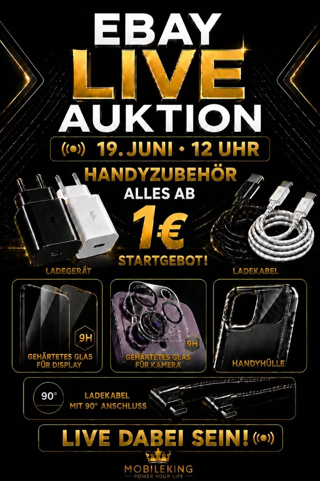 Alles ab 1€ live Auktionen: iPhone,  Samsung, Huawei, Xiaomi Handyzubehör