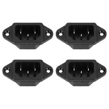 C14 Panel Mount Plug Adapter AC 250V 10A 3 Pins IEC Inlet Socket with Cover 4Pcs