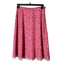 Vintage Y2K Ditsy Floral Midi Skirt Size Small Fairycore Whimsical Pink Chiffon
