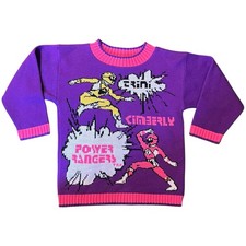 Vintage Power Rangers Knitted Acrylic Sweater Kids Size Medium Saban 1994