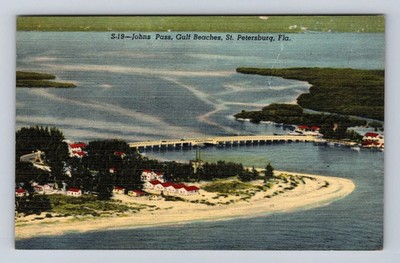 St Petersburg FL-Florida, Johns Pass, Gulf Beaches, Vintage Souvenir Postcard