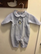Vintage OshKosh B'gosh 3-6 Months Fleece Coverall Periwinkle Blue Penguin Winter